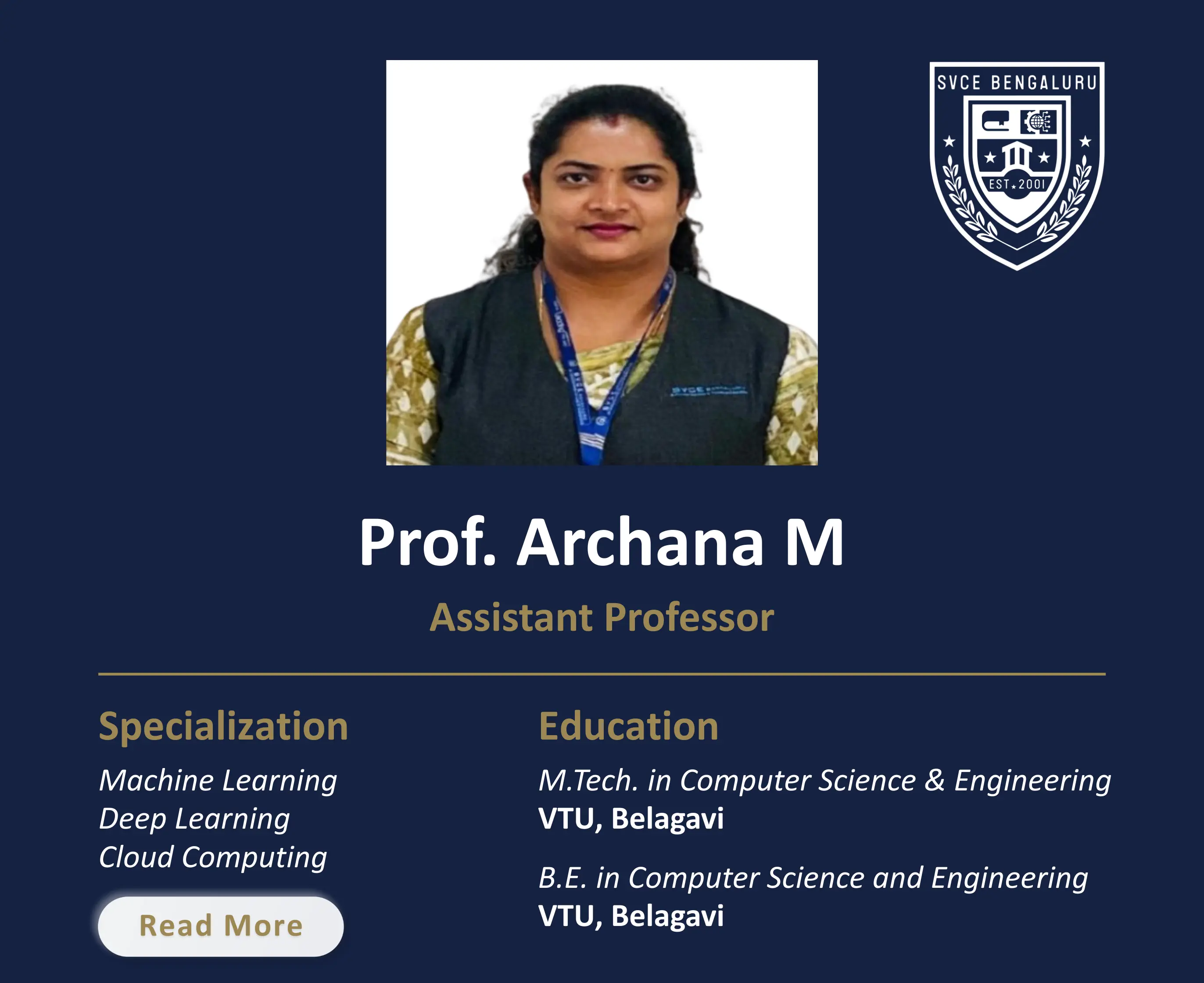 Mrs. Archana M - Assistant Professor